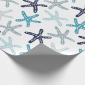 Blaues Starfish-Muster Geschenkpapier (Ecke)