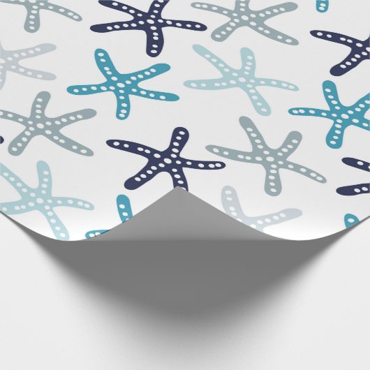 Blaues Starfish-Muster Geschenkpapier (Ecke)