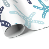 Blaues Starfish-Muster Geschenkpapier (Rolleneckpunkt)