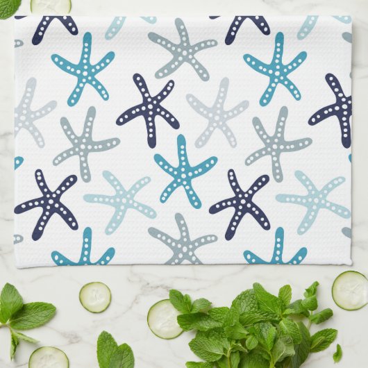 Blaues Starfish-Muster Geschirrtuch (Gefaltet)