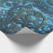 Blaues Steamponpapier Geschenkpapier (Ecke)