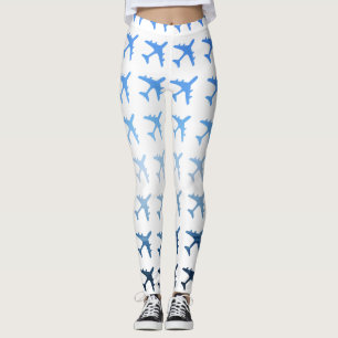 Blaues Steigungs-Flugzeug-Muster Leggings