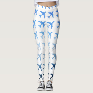 Blaues Steigungs-Flugzeug-Muster Leggings