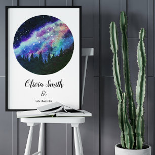 Blaues Sternbild Löwe Horoskop-Sternzeichen-Gesche Poster