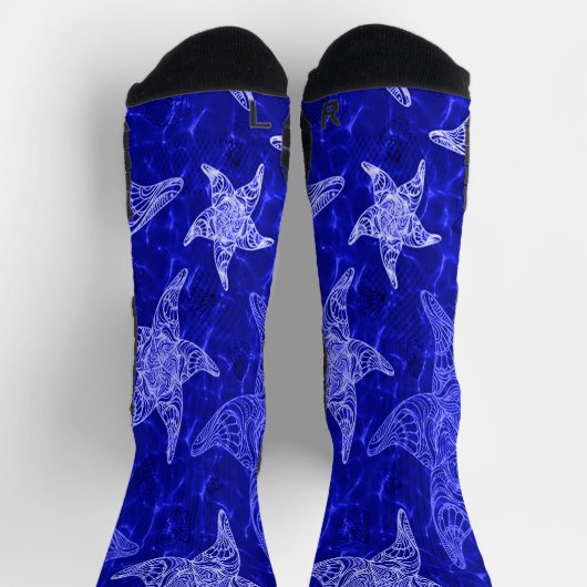 Blaues Sternenfisch-Muster Socken (Oben)