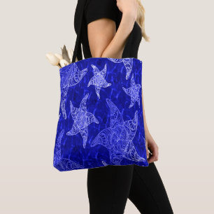 Blaues Sternenfisch-Muster Tasche