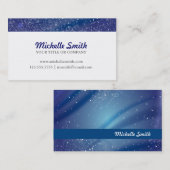 Blaues sternenklare Nachtmonogramm Visitenkarte (Vorne/Hinten)