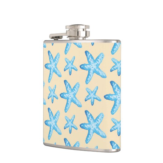 Blaues Sternfisch-Muster Flachmann (Links)