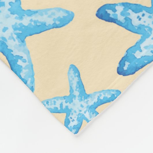 Blaues Sternfisch-Muster Fleecedecke (Ecke)