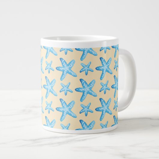Blaues Sternfisch-Muster Jumbo-Tasse (Vorderseite Rechts)