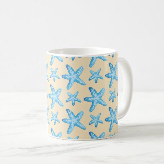 Blaues Sternfisch-Muster Kaffeetasse (VorderseiteRechts)