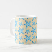 Blaues Sternfisch-Muster Kaffeetasse (Vorderseite Links)