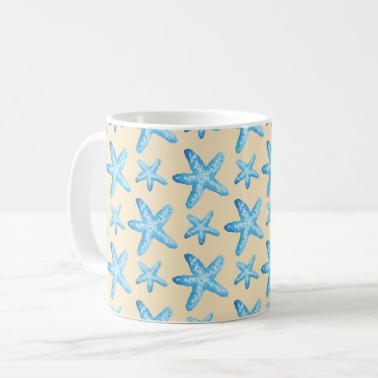 Blaues Sternfisch-Muster Kaffeetasse (Vorderseite Links)