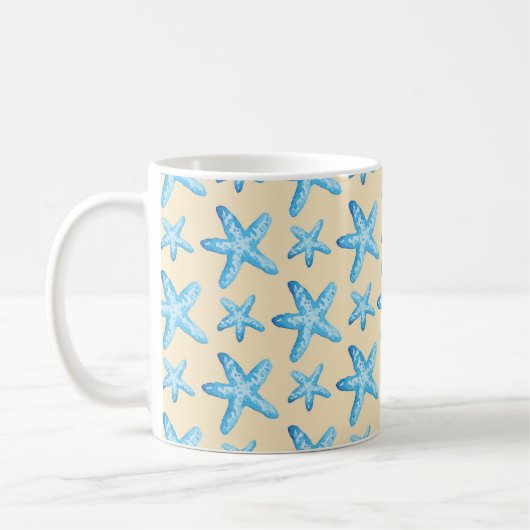 Blaues Sternfisch-Muster Kaffeetasse (Links)