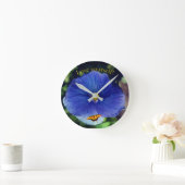 Blaues Stiefmütterchen-Veilchen Runde Wanduhr (Zuhause)