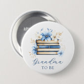 Blaues Storybook-Baby-Shower Oma-wird Button (Vorne & Hinten)