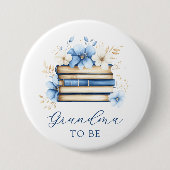 Blaues Storybook-Baby-Shower Oma-wird Button (Vorderseite)