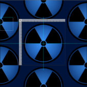 Blaues Strahlungssymbol Stoff (Kachel)