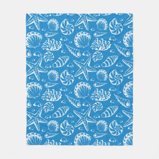 Blaues Strand-Muster 2 Fleecedecke (Vorderseite)