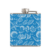 Blaues Strand-Muster Flachmann (Rückseite)