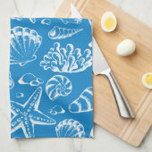Blaues Strand-Muster Handtuch (Viertel Falte)