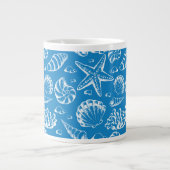 Blaues Strand-Muster Jumbo-Tasse (Vorderseite)