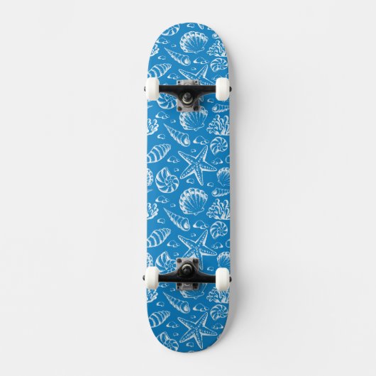 Blaues Strand-Muster Skateboard (Vorderseite)