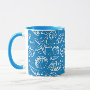 Blaues Strand-Muster Tasse