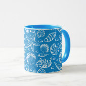 Blaues Strand-Muster Tasse (VorderseiteRechts)