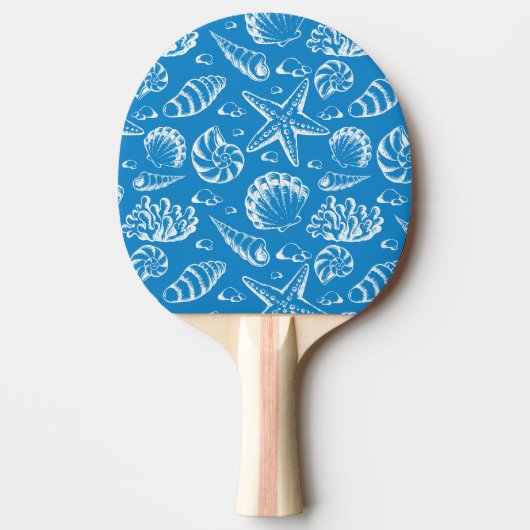 Blaues Strand-Muster Tischtennis Schläger (Vorderseite)