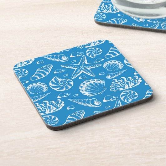 Blaues Strand-Muster Untersetzer (Linke Seite)