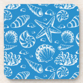 Blaues Strand-Muster Untersetzer (Vorderseite)