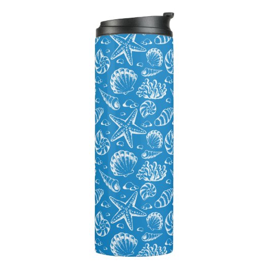 Blaues Strandmuster Thermosbecher (Nach links gedreht)