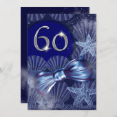 blaues Strandthema des 60. Geburtstages Einladung (Vorne/Hinten)