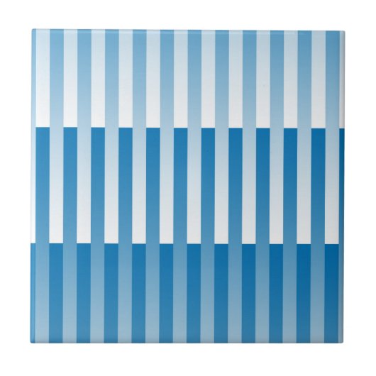 Blaues Streifen-Muster Fliese (Vorderseite)