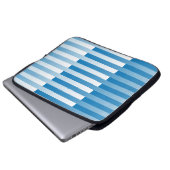 Blaues Streifen-Muster Laptopschutzhülle (Vorne Knopf)