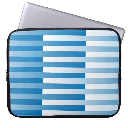 Blaues Streifen-Muster Laptopschutzhülle (Vorderseite)
