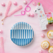 Blaues Streifen-Muster Pappteller (Party)