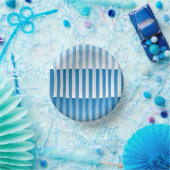 Blaues Streifen-Muster Pappteller (Party)