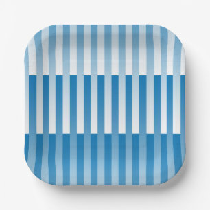 Blaues Streifen-Muster Pappteller