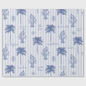 Blaues Streifenmuster an der Küste Geschenkpapier (Flach)