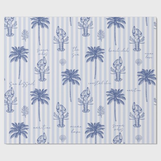 Blaues Streifenmuster an der Küste Geschenkpapier (Flach)