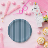 Blaues Streifenmuster Runde Papierplatte Pappteller (Party)