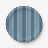 Blaues Streifenmuster Runde Papierplatte Pappteller (Vorderseite)