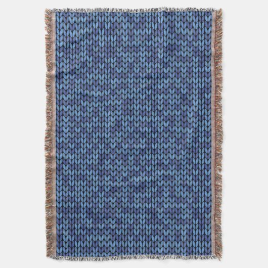 Blaues Strick-Muster Decke (Vorderseite Vertikal)