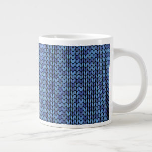Blaues Strick-Muster Jumbo-Tasse