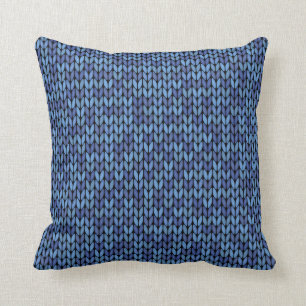 Blaues Strick-Muster Kissen
