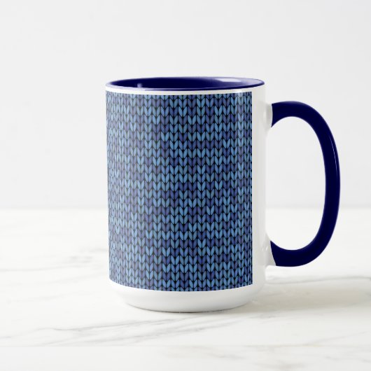 Blaues Strick-Muster Tasse (Rechts)