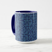Blaues Strick-Muster Tasse (Vorderseite Links)