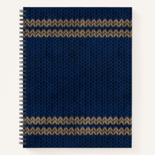Blaues Strickmuster mit Streifenoptik Notizblock